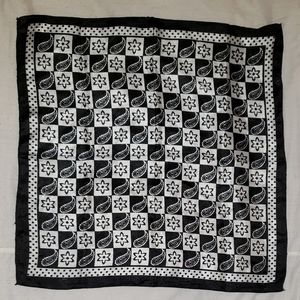 100% silk scarf with black and white pattern